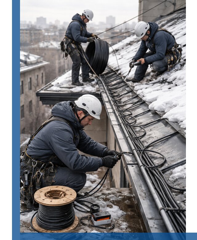 Монтаж греющего кабеля на кровле в Балакове под ключ