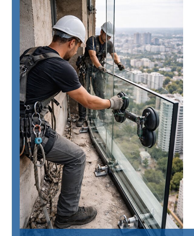 Монтаж стеклянных ограждений под ключ с гарантией в Балакове