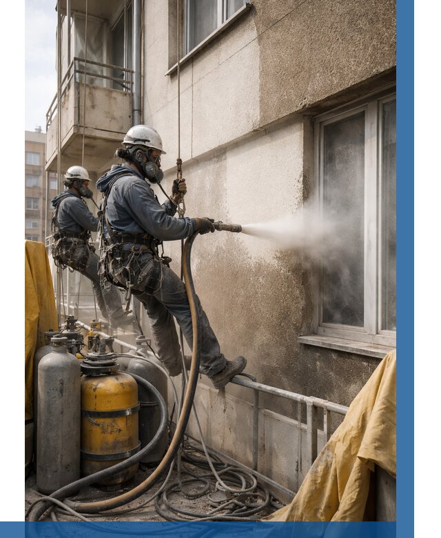 Пескоструйная очистка фасада в Балакове от 662 р. | ВЫСОТНИК-Блк