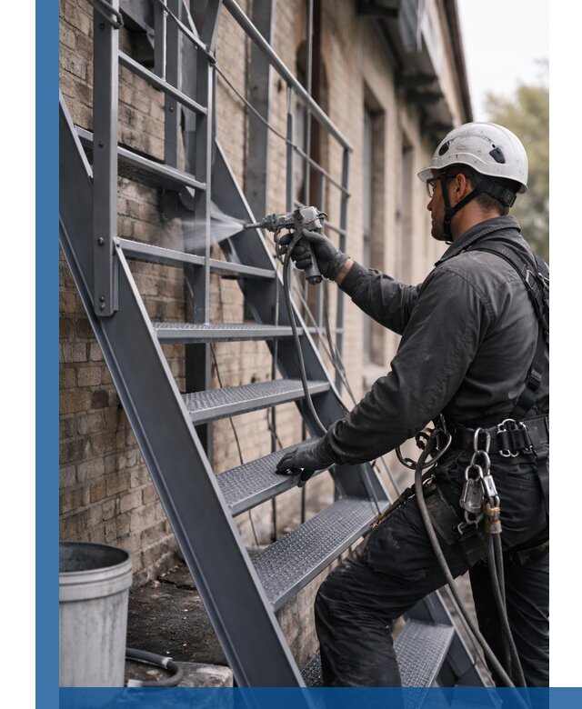 Покраска и антикоррозионная защита пожарных лестниц в Балакове