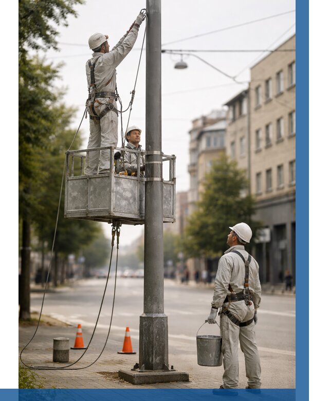 Покраска опор освещения в Балакове от 5089 р. | ВЫСОТНИК-Блк