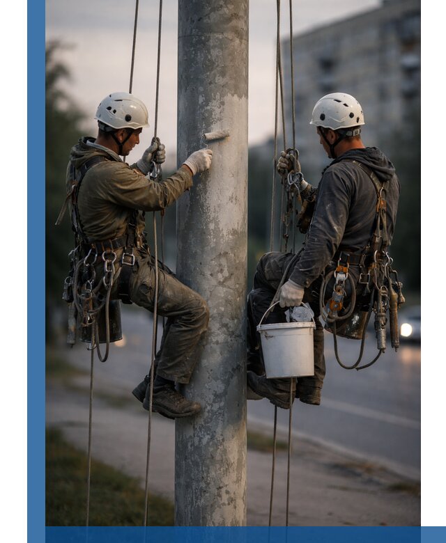 Покраска опор освещения и антикоррозийная защита в Балакове