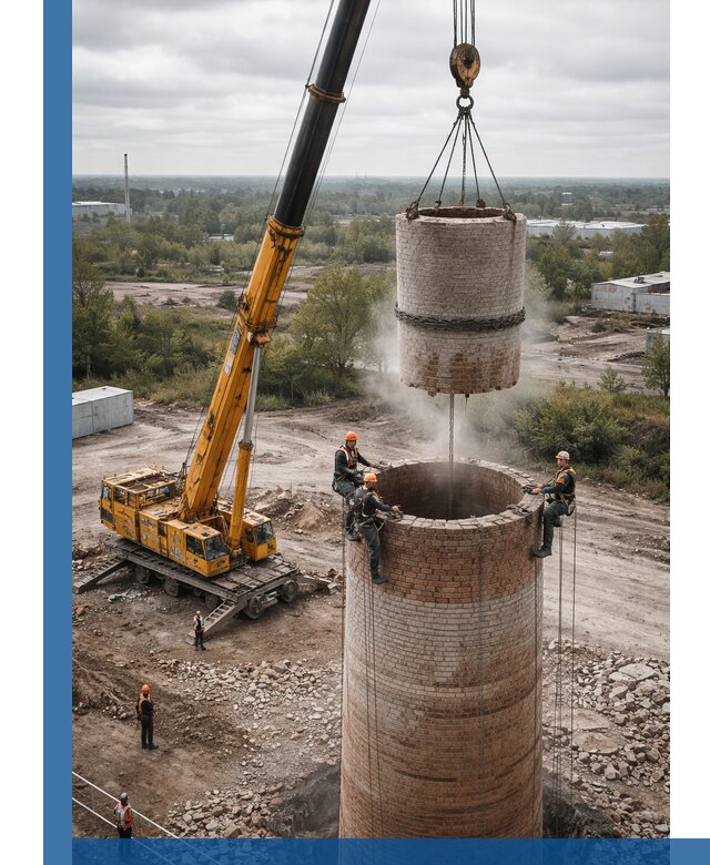 Демонтаж дымовой трубы в Балакове с гарантиями безопасности