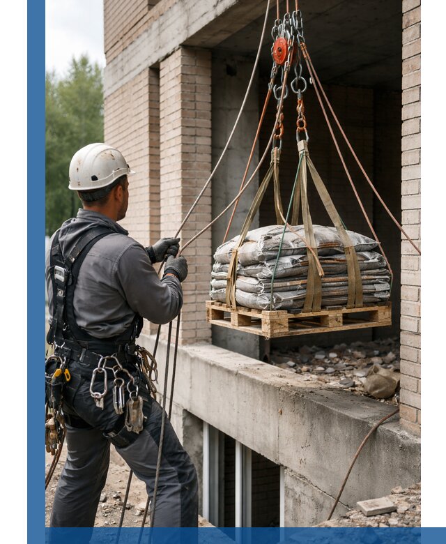 Подъем материалов на этаж веревками в Балакове оперативно