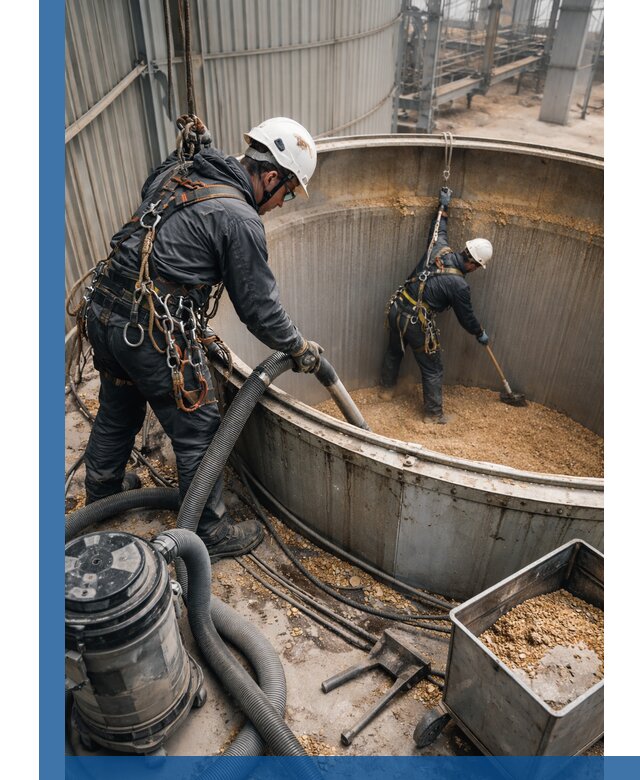 Профессиональная чистка зерновых бункеров в Балакове с выездом