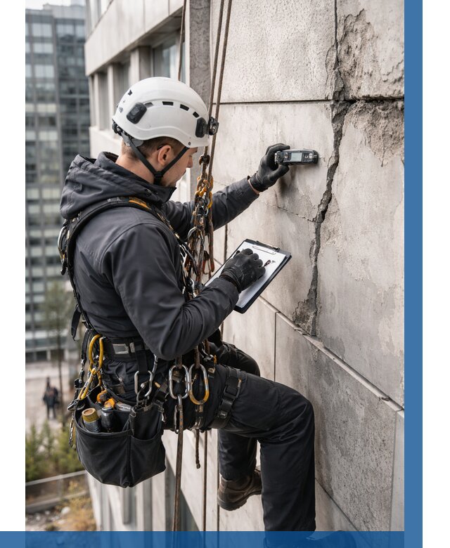 Обследование фасада альпинистами в Балакове от 122 р. | ВЫСОТНИК-Блк