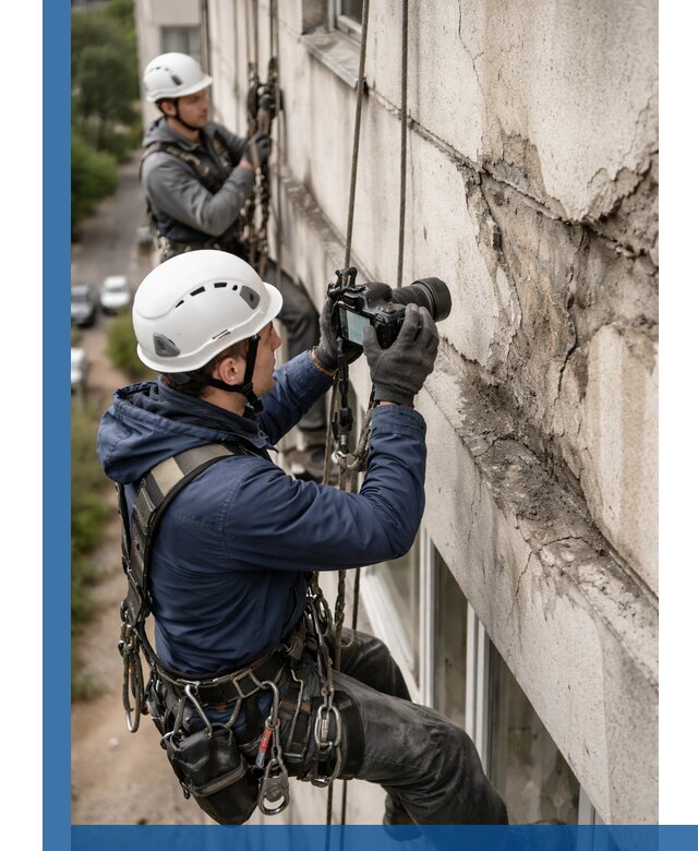 Фотофиксация дефектов фасада с высотной съемкой в Балакове
